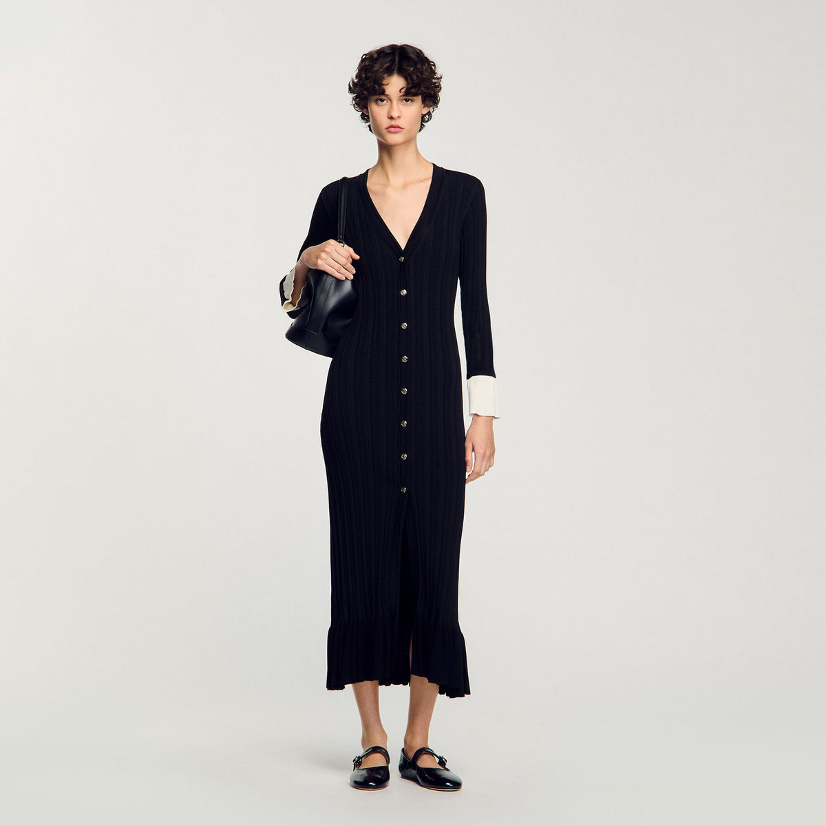 Two-tone knit maxi dress | Sandro