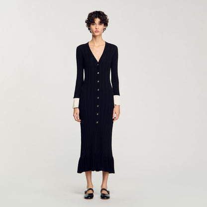 Two-tone knit maxi dress | Sandro