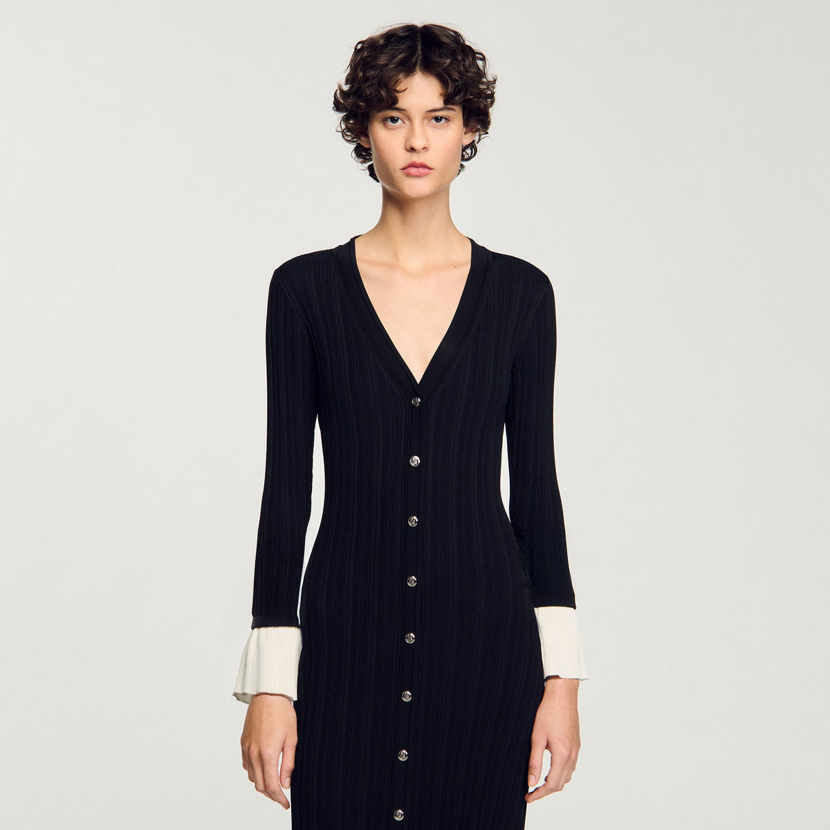Two-tone knit maxi dress | Sandro