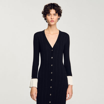 Two-tone knit maxi dress | Sandro