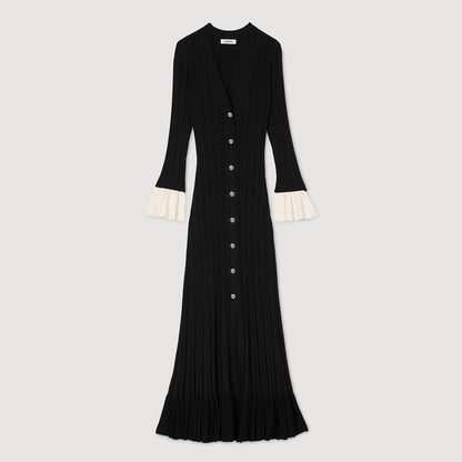 Two-tone knit maxi dress | Sandro