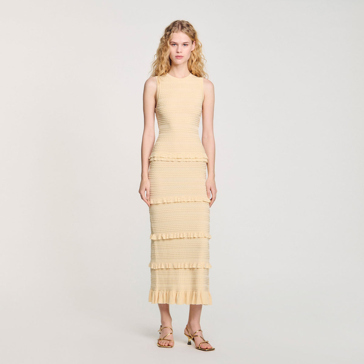 Ruffled knit maxi dress | Sandro