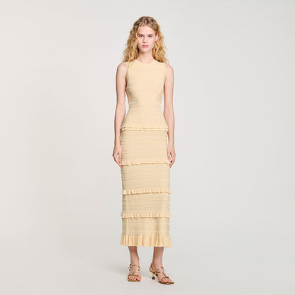 Ruffled knit maxi dress | Sandro