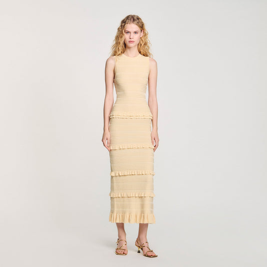 Ruffled knit maxi dress | Sandro