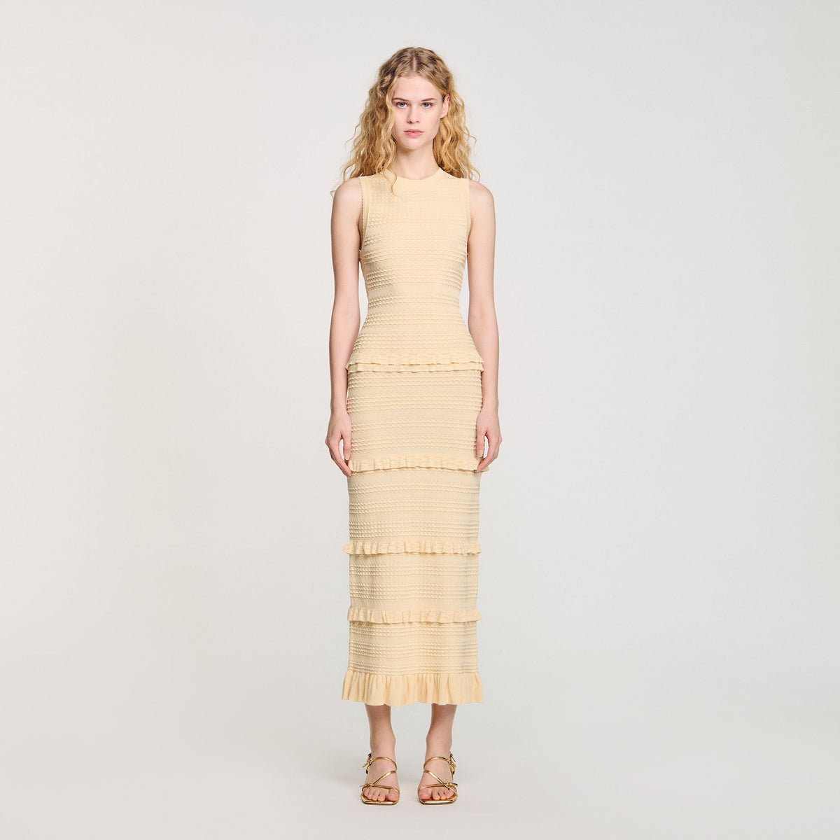Ruffled knit maxi dress | Sandro