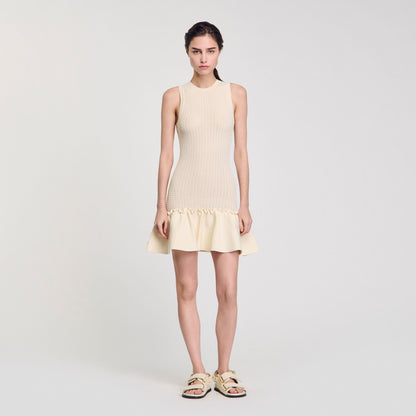 Mini knit dress with ruffle | Sandro