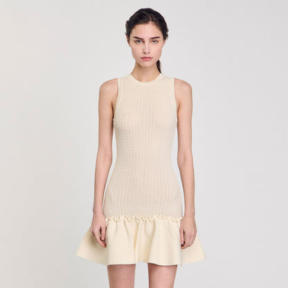 Mini knit dress with ruffle | Sandro