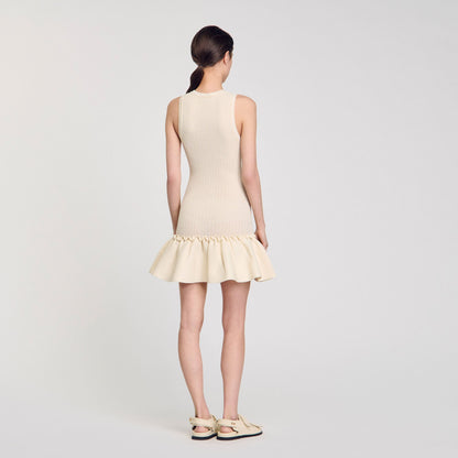 Mini knit dress with ruffle | Sandro