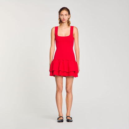 Mini knit dress with ruffles | Sandro