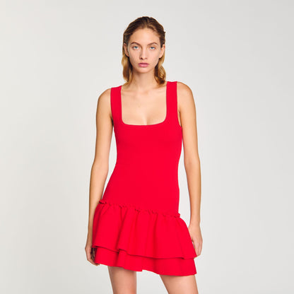 Mini knit dress with ruffles | Sandro