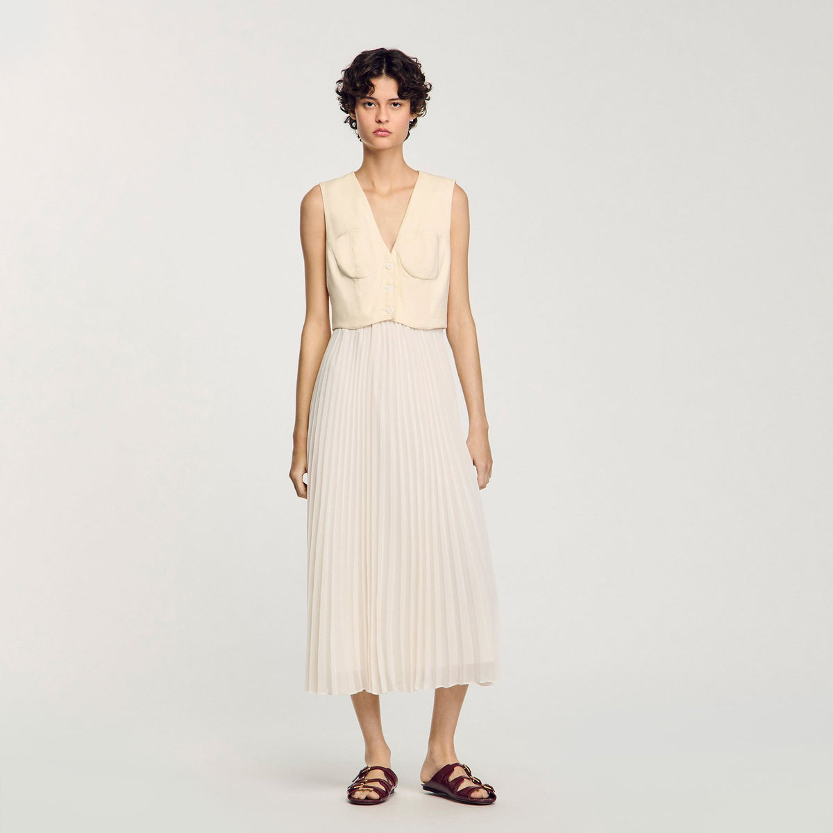 Pleated maxi dress | Sandro