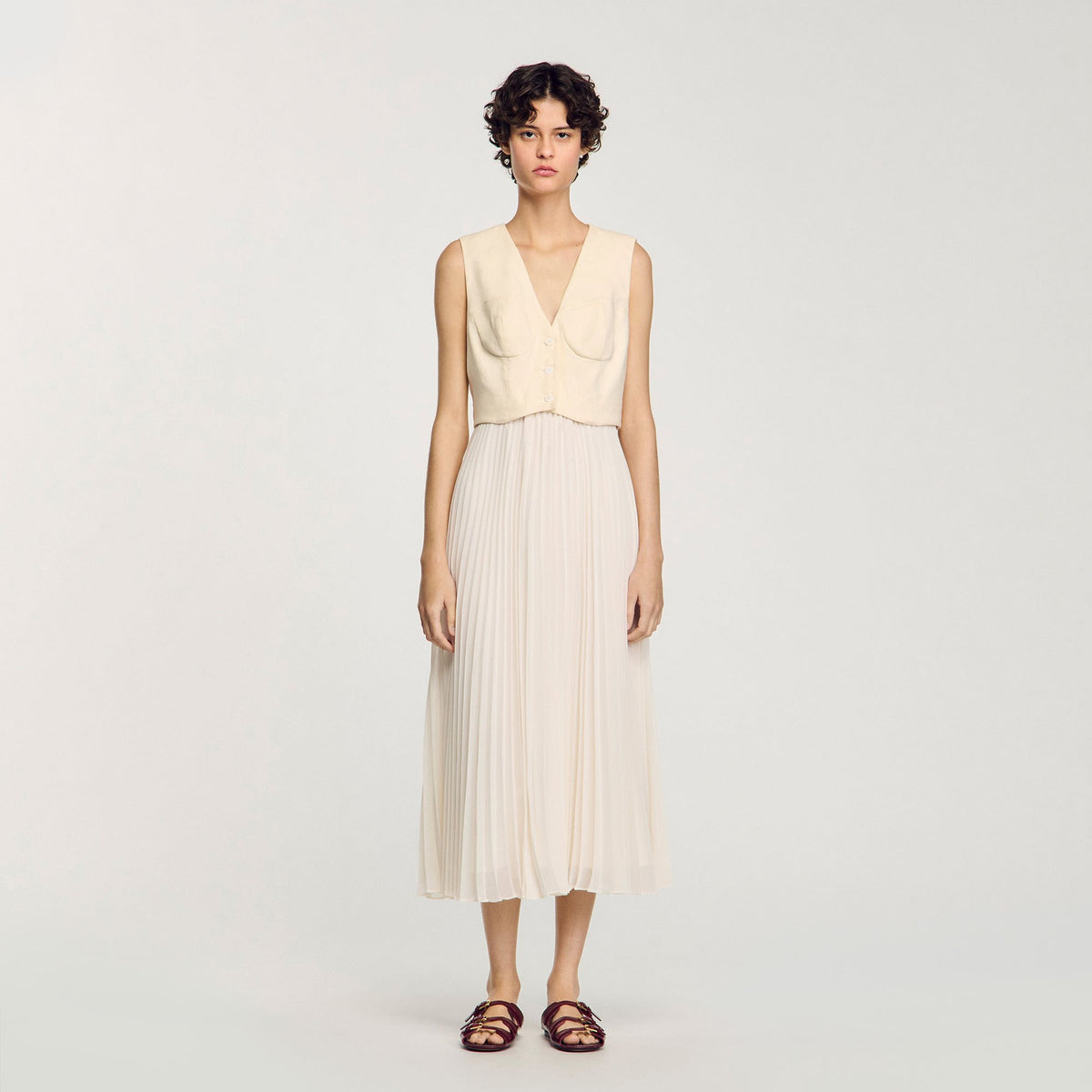 Pleated maxi dress | Sandro