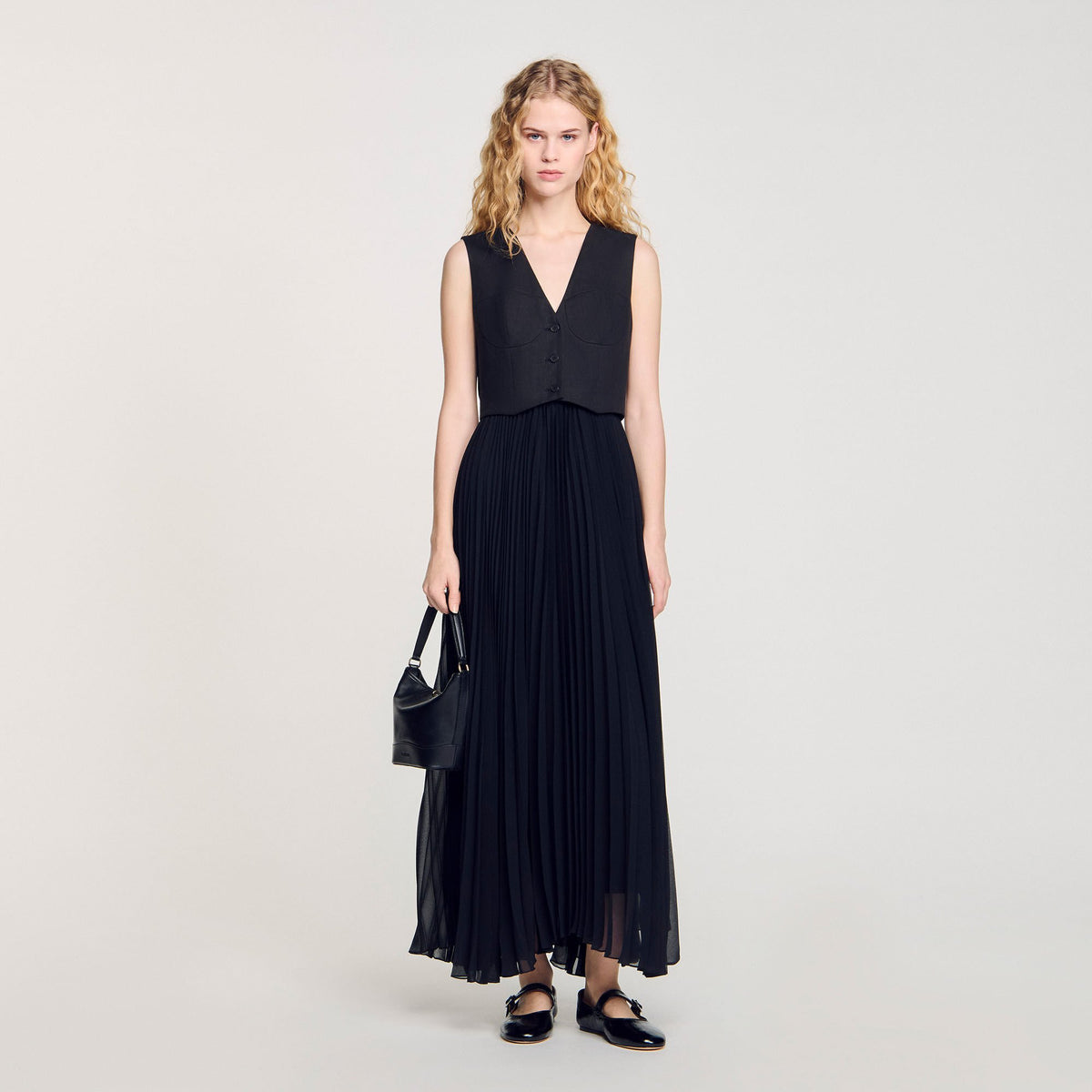 Pleated maxi dress | Sandro