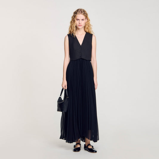 Pleated maxi dress | Sandro