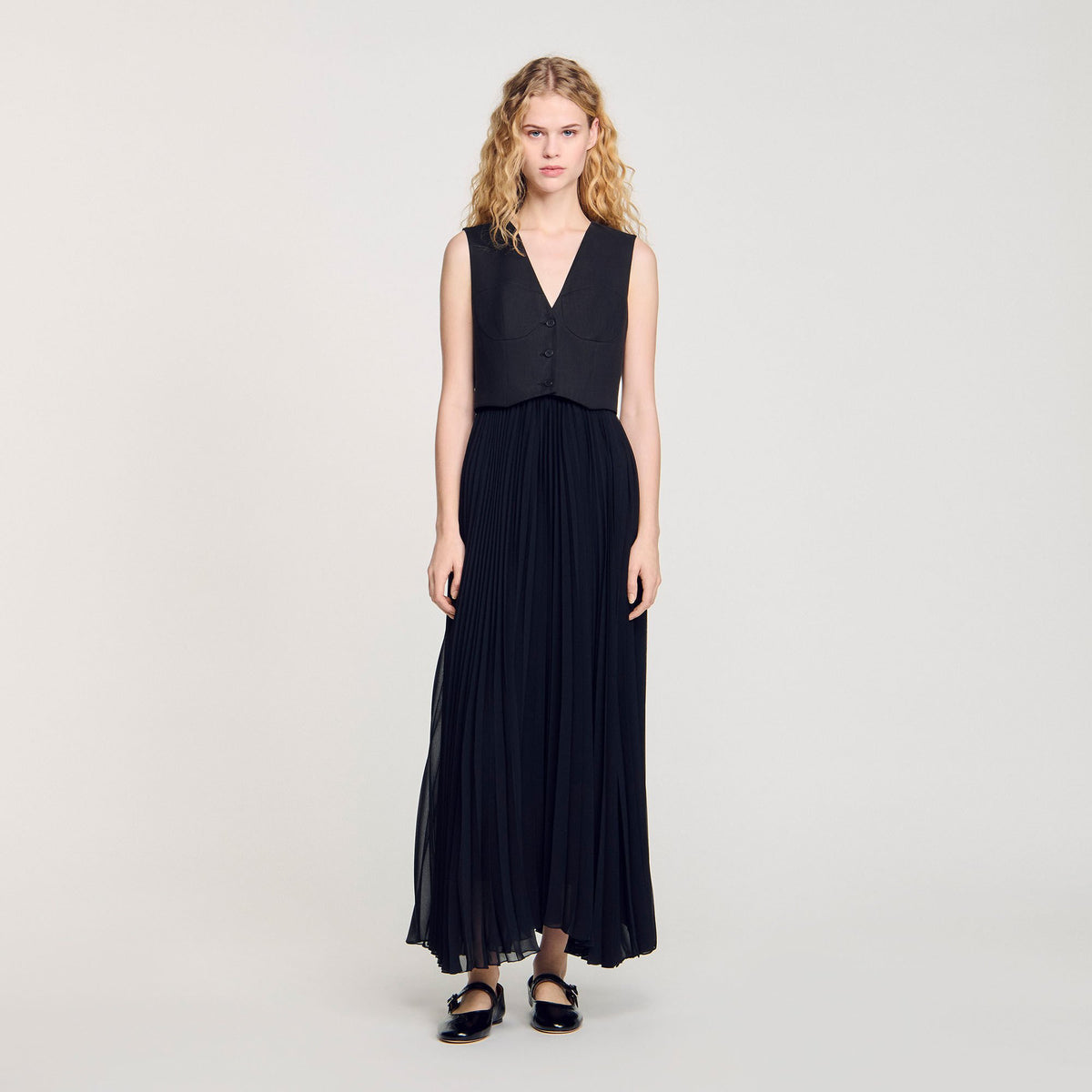 Pleated maxi dress | Sandro