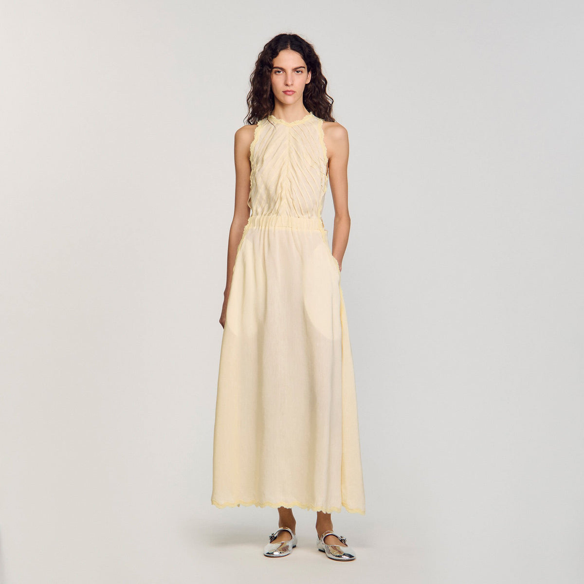 Maxi dress with lace details | Sandro