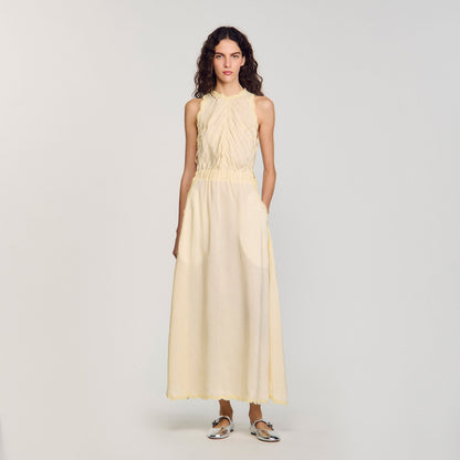 Maxi dress with lace details | Sandro