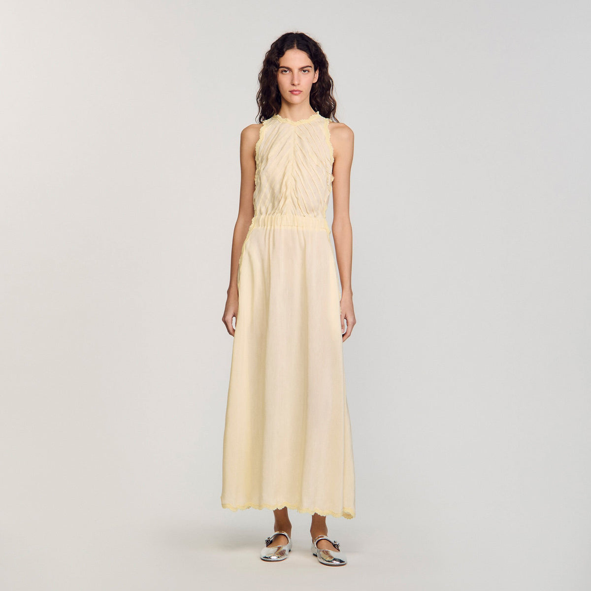 Maxi dress with lace details | Sandro