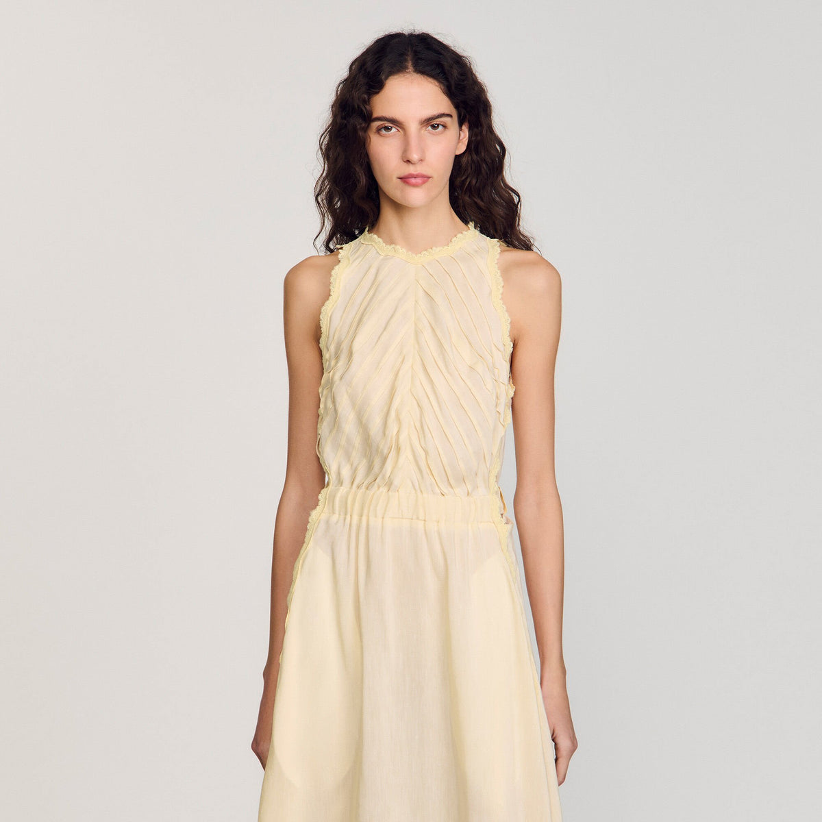 Maxi dress with lace details | Sandro