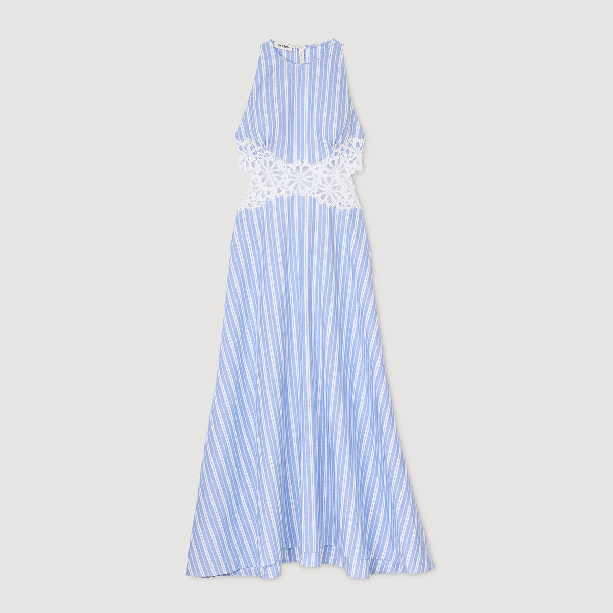 Striped maxi dress with lace | Sandro