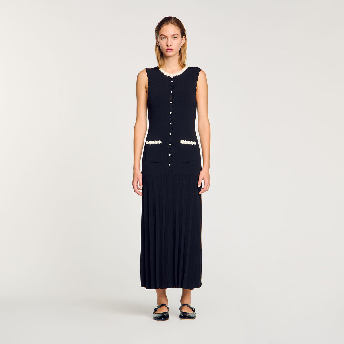 Maxi dress with crochet detailing | Sandro