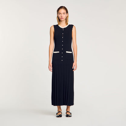 Maxi dress with crochet detailing | Sandro