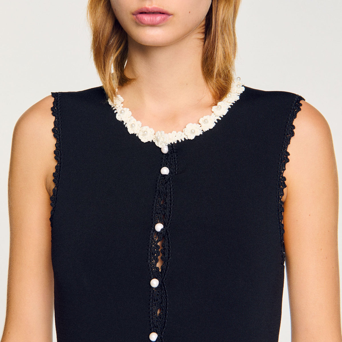 Maxi dress with crochet detailing | Sandro