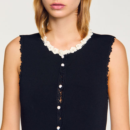 Maxi dress with crochet detailing | Sandro
