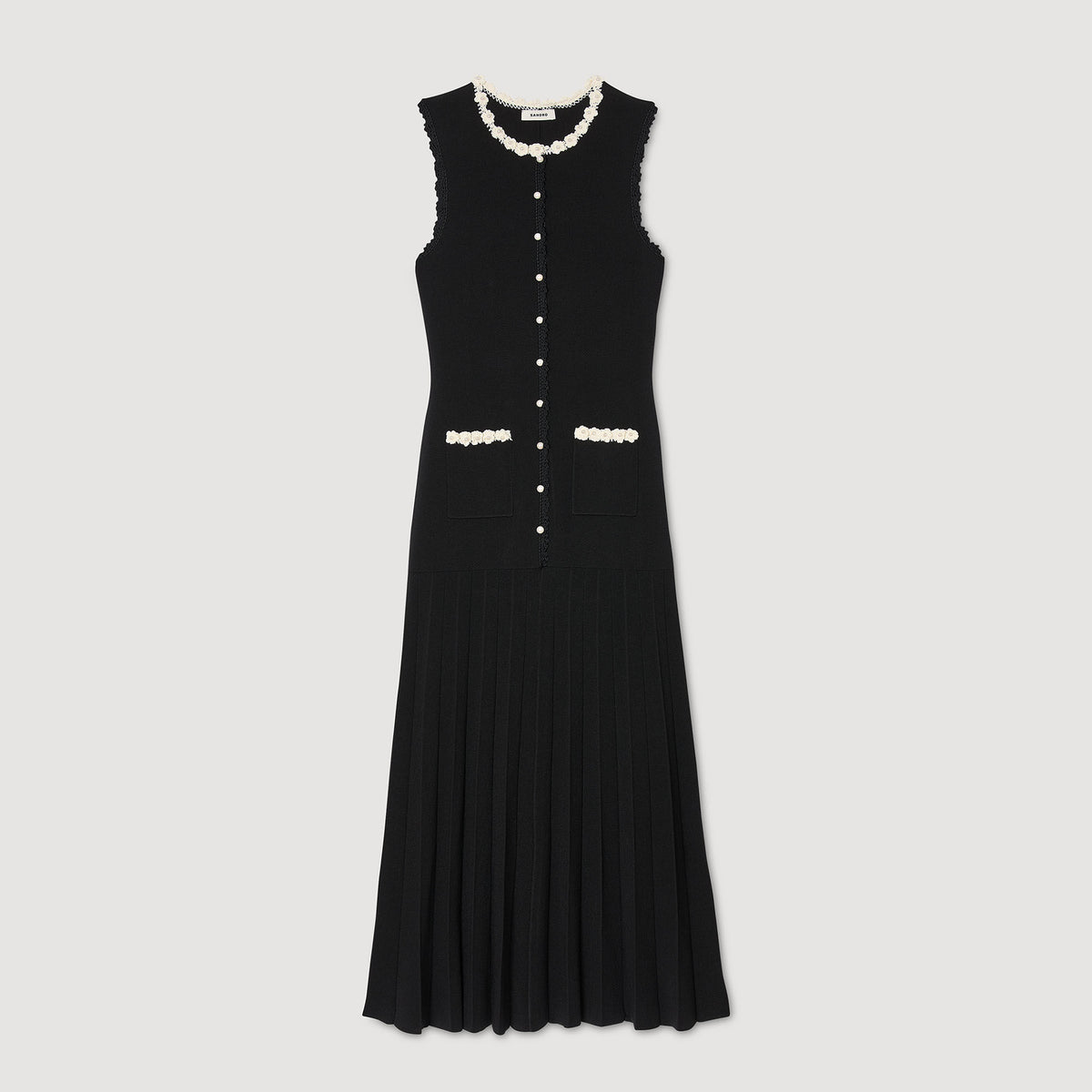 Maxi dress with crochet detailing | Sandro