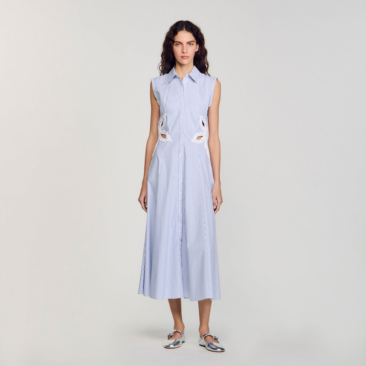 Striped embroidered maxi dress | Sandro