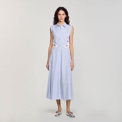 Striped embroidered maxi dress | Sandro