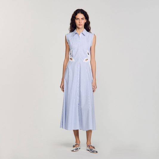 Striped embroidered maxi dress | Sandro