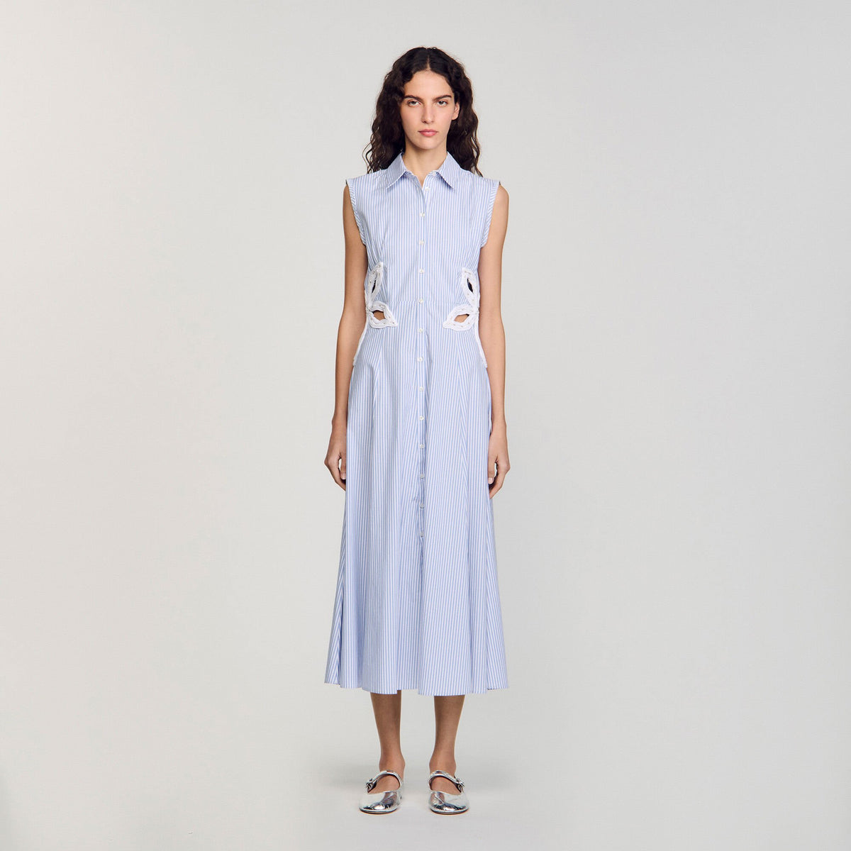 Striped embroidered maxi dress | Sandro