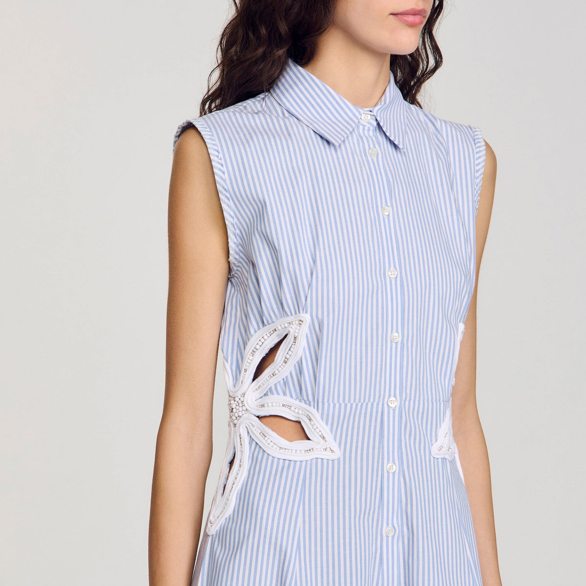 Striped embroidered maxi dress | Sandro
