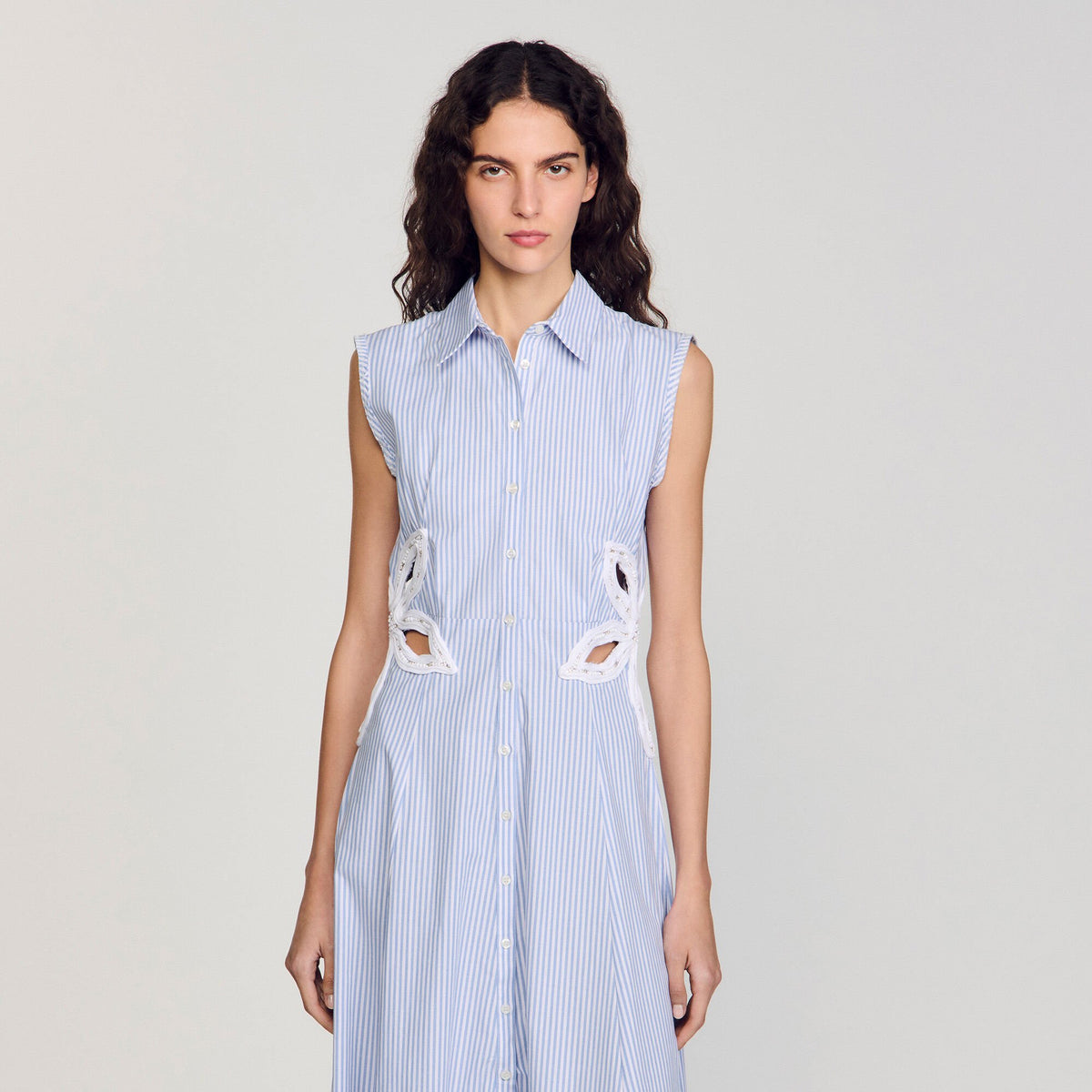 Striped embroidered maxi dress | Sandro