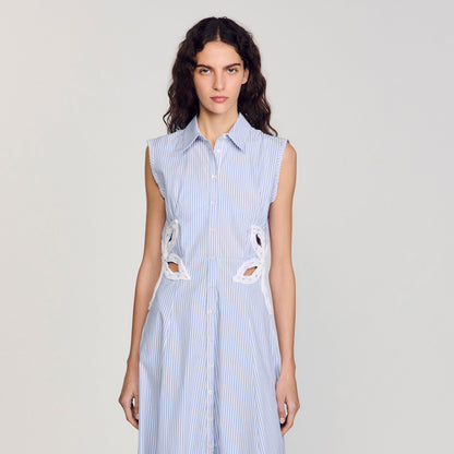 Striped embroidered maxi dress | Sandro