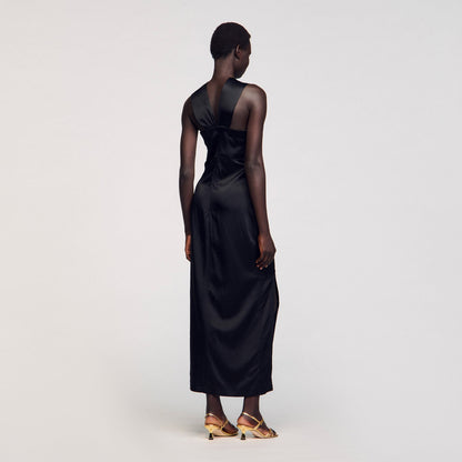 Slit satin-effect maxi dress | Sandro