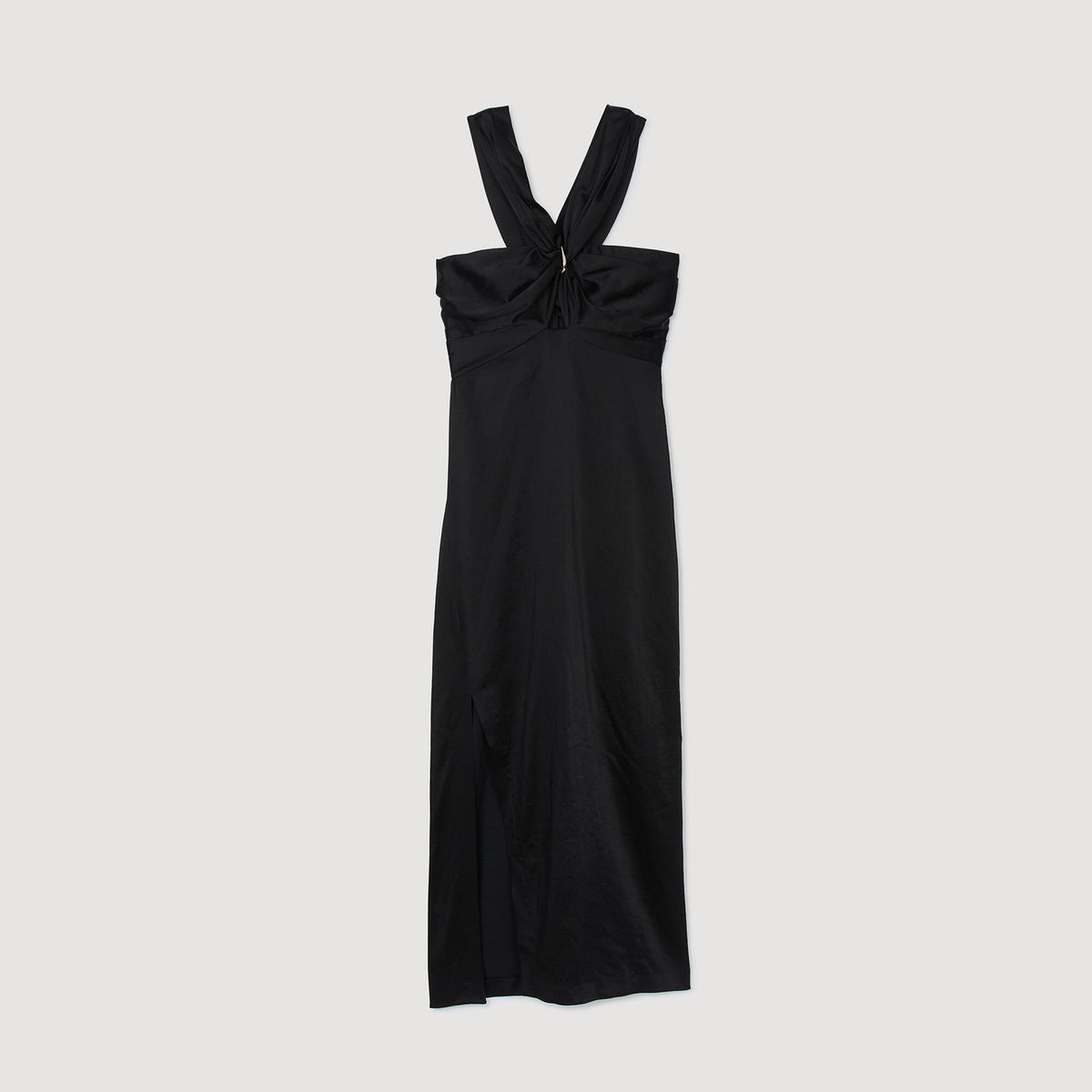 Slit satin-effect maxi dress | Sandro