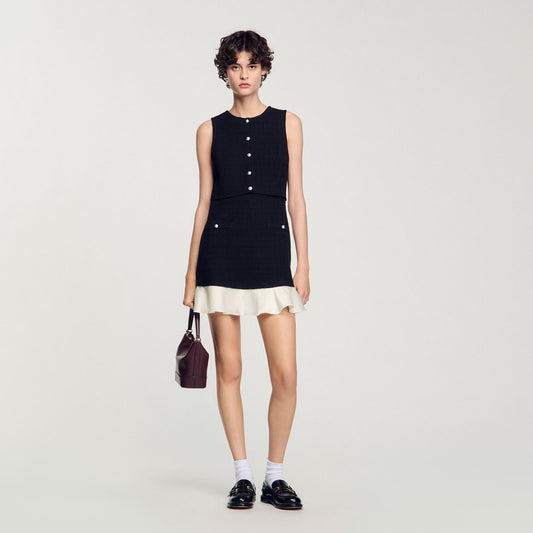 Two-tone tweed mini dress | Sandro