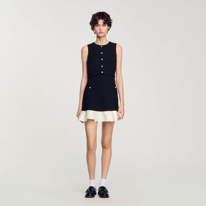 Two-tone tweed mini dress | Sandro