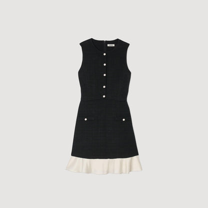 Two-tone tweed mini dress | Sandro