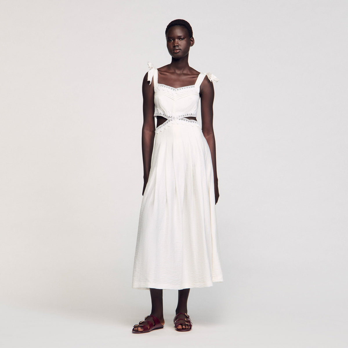 Lace trim maxi dress | Sandro