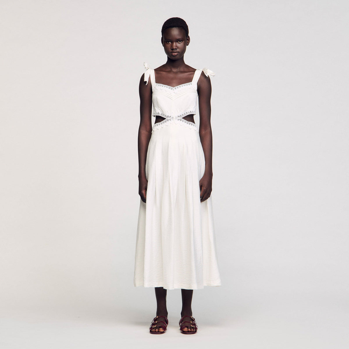 Lace trim maxi dress | Sandro