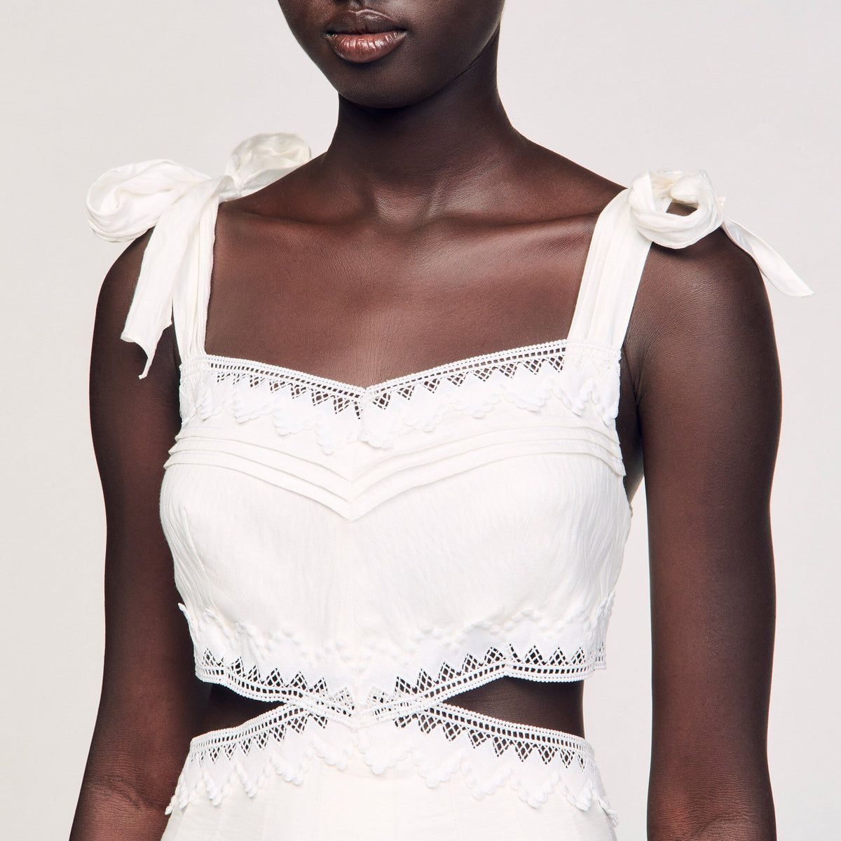 Lace trim maxi dress | Sandro