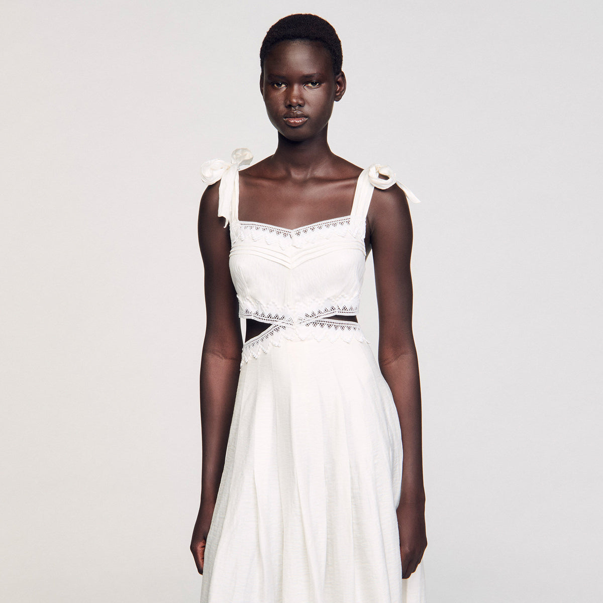 Lace trim maxi dress | Sandro