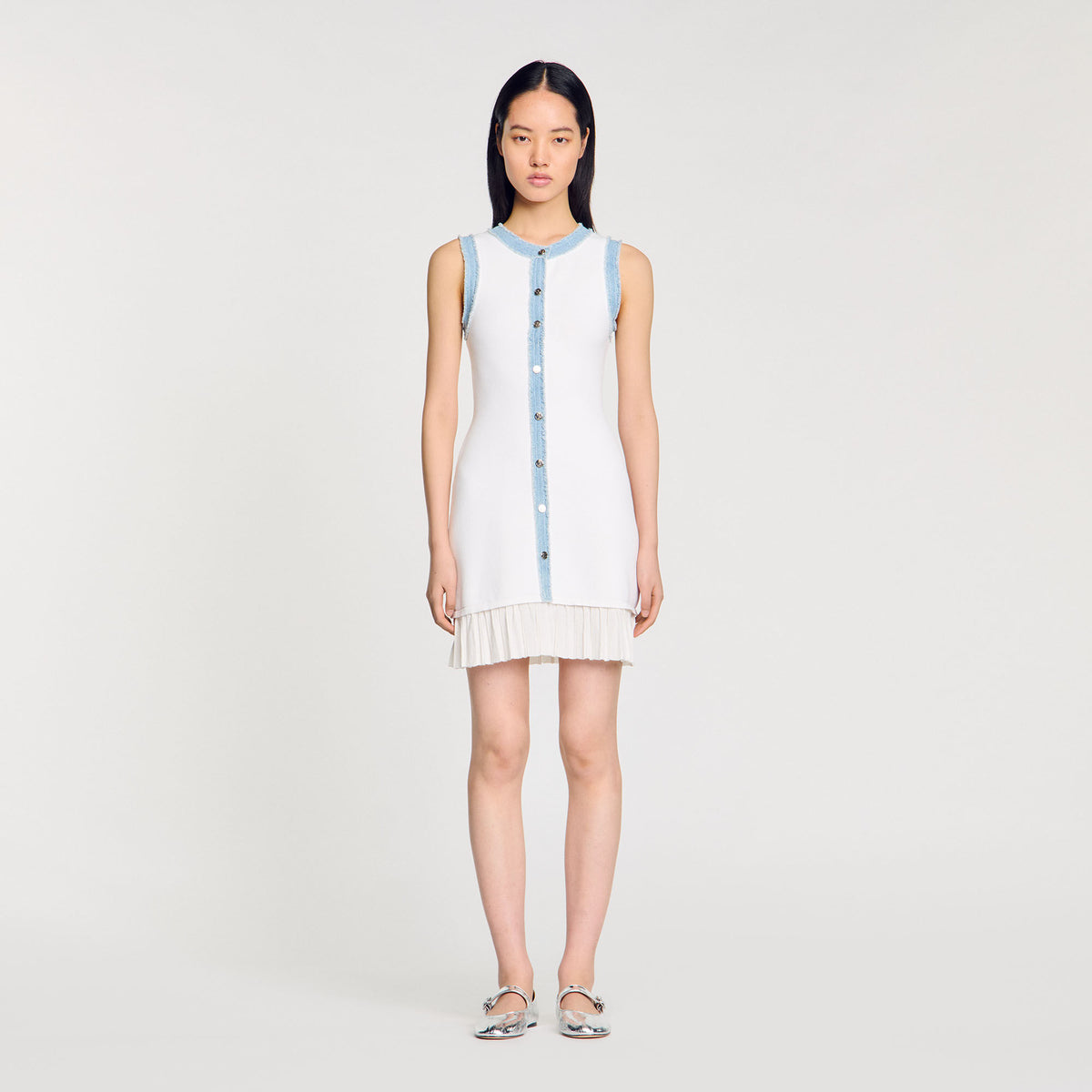 Mini knit dress with ruffles | Sandro