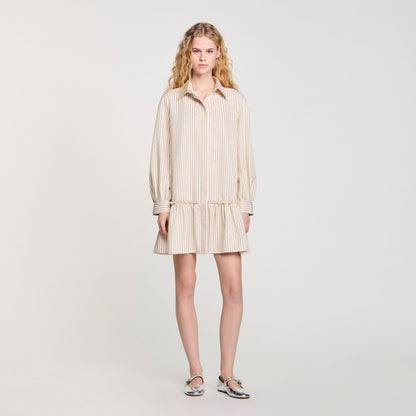Rhinestone striped shirt dress | Sandro