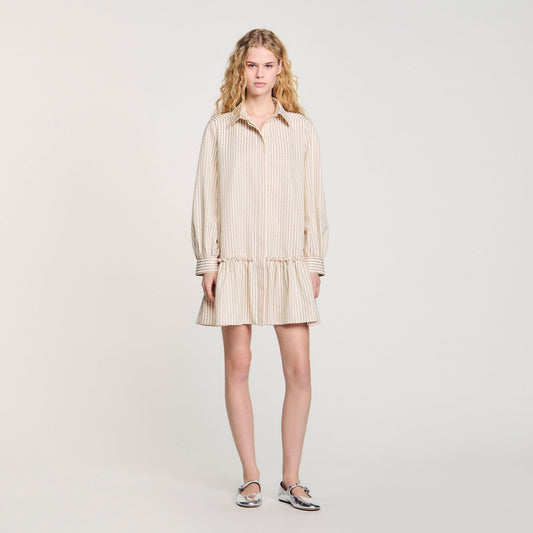 Rhinestone striped shirt dress | Sandro