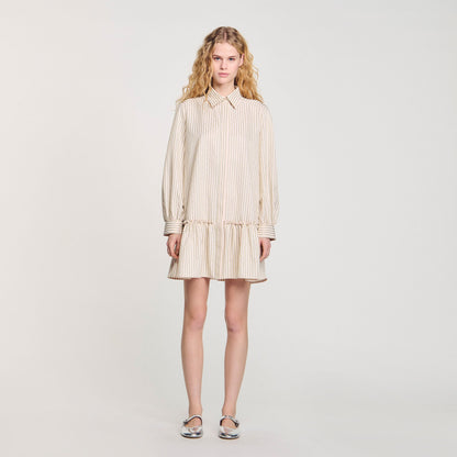 Rhinestone striped shirt dress | Sandro