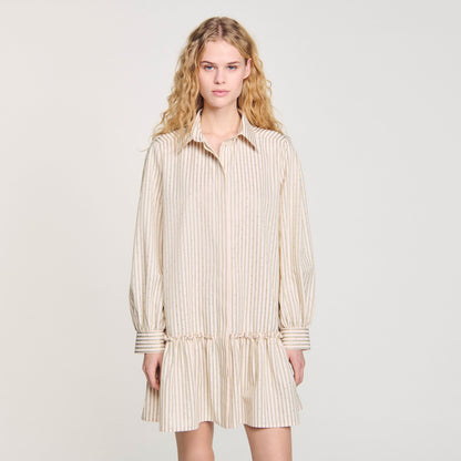Rhinestone striped shirt dress | Sandro